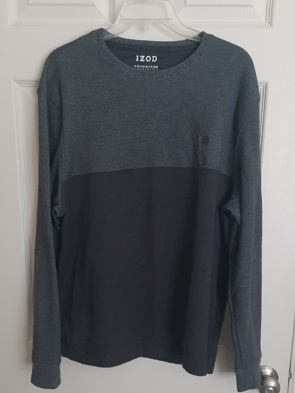Izod Two-Tone Charcoal & Black Crewneck Sweatshirt